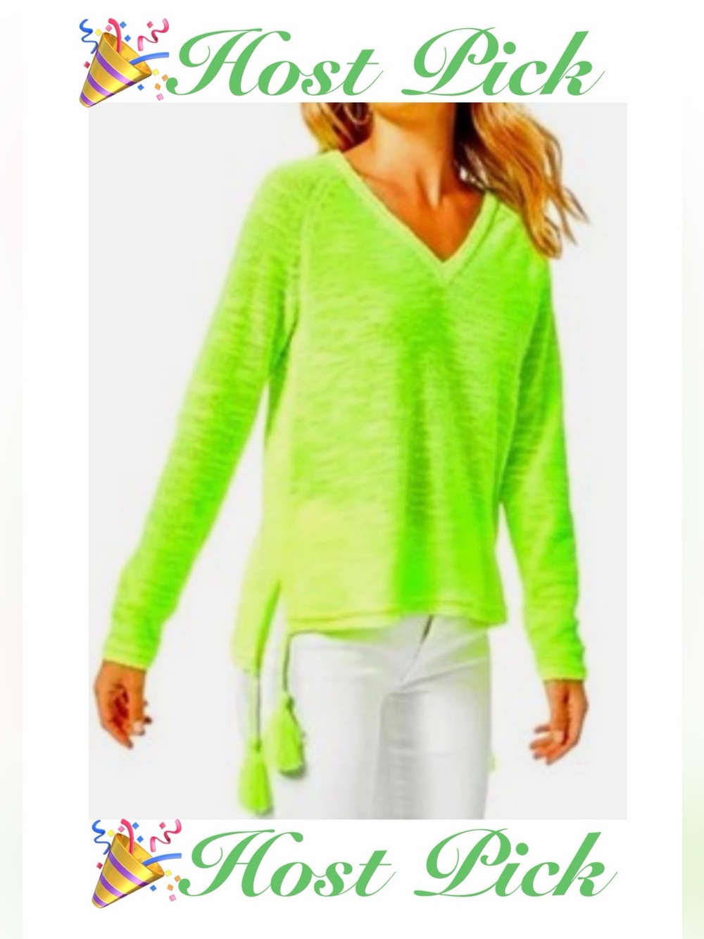 Lilly Pulitzer Jody V-Neck Lightweight Vibrant Yellow Sweater Size Medium